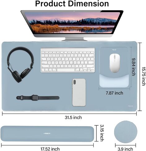 MOSISO Keyboard Mouse Pad Set, Large Gaming Mouse Pad&Keyboard Wrist Rest | Rectangular Mousepad with Wrist Rest&Coaster, Ergonomic Non-Slip&Easy Typing Pad with Curved Silicone Lining, Antique Green in Saudi Arabia