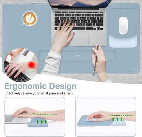 MOSISO Keyboard Mouse Pad Set, Large Gaming Mouse Pad&Keyboard Wrist Rest | Rectangular Mousepad with Wrist Rest&Coaster, Ergonomic Non-Slip&Easy Typing Pad with Curved Silicone Lining, Antique Green in Saudi Arabia