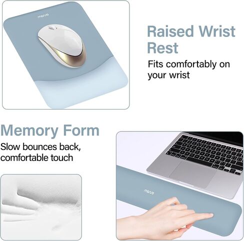 MOSISO Keyboard Mouse Pad Set, Large Gaming Mouse Pad&Keyboard Wrist Rest | Rectangular Mousepad with Wrist Rest&Coaster, Ergonomic Non-Slip&Easy Typing Pad with Curved Silicone Lining, Antique Green in Saudi Arabia