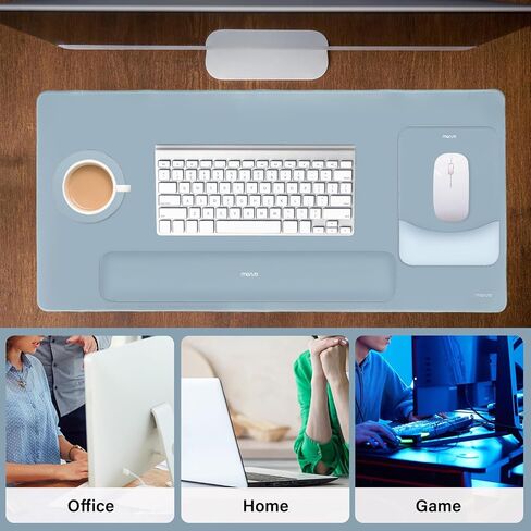 MOSISO Keyboard Mouse Pad Set, Large Gaming Mouse Pad&Keyboard Wrist Rest | Rectangular Mousepad with Wrist Rest&Coaster, Ergonomic Non-Slip&Easy Typing Pad with Curved Silicone Lining, Antique Green in Saudi Arabia