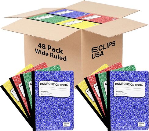Composition Notebooks, (Assorted Colors), Wide Ruled Composition Notebook, Marble Composition Notebook, 100 Sheets, 200 Pages (4 Pack) in Kuwait