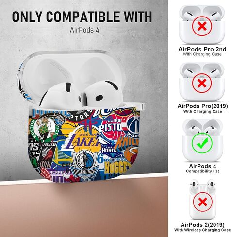Gedicht Compatible with Protective Cases Apple Airpods 4 Case(2024),Cool Print Soft Silicone for AirPods 4 Generation Case Basketball,Airpod 4 Cover with Keychain & Cleaning Kit for Men/Boy in Saudi Arabia