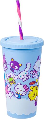 Silver Buffalo Sanrio Hello Kitty Expressions Poses Plastic Cold Cup with Lid and Straw, 20 Ounces in Saudi Arabia