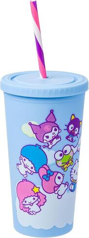 Silver Buffalo Sanrio Hello Kitty Expressions Poses Plastic Cold Cup with Lid and Straw, 20 Ounces in Saudi Arabia