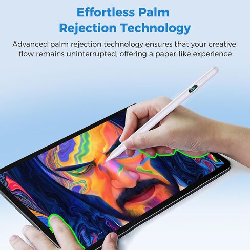 Stylus Pen for iPad 2018-2024,with Magnetic Attachment,USB-C Fast Charge,Tilt Sensitivity Palm Rejection,Compatible with Apple iPadPro11/12.9"/M4, iPadAir3/4/5/M2, iPad6-10, iPadMini5/6 in Saudi Arabia
