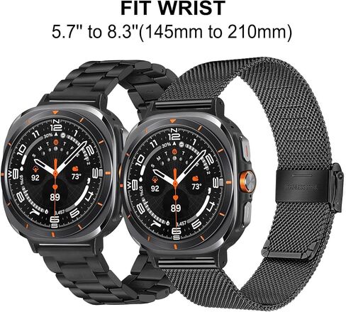 TRUMiRR Band Sets for Galaxy Watch Ultra 47mm, One Click Solid Stainless Steel Watchband + Mesh Strap No Gap Bands for Samsung Galaxy Watch 47mm (2024) in Saudi Arabia