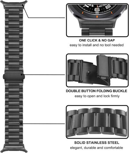 TRUMiRR Band Sets for Galaxy Watch Ultra 47mm, One Click Solid Stainless Steel Watchband + Mesh Strap No Gap Bands for Samsung Galaxy Watch 47mm (2024) in Saudi Arabia