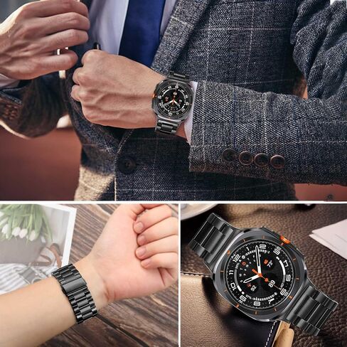 TRUMiRR Band Sets for Galaxy Watch Ultra 47mm, One Click Solid Stainless Steel Watchband + Mesh Strap No Gap Bands for Samsung Galaxy Watch 47mm (2024) in Saudi Arabia