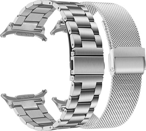 مجموعات أحزمة TRUMiRR لساعة Galaxy Watch Ultra 47 مم، سوار ساعة صلب من الفولاذ المقاوم للصدأ بنقرة واحدة + حزام شبكي بدون فجوة لساعة Samsung Galaxy Watch 47 مم (2024) in Kuwait