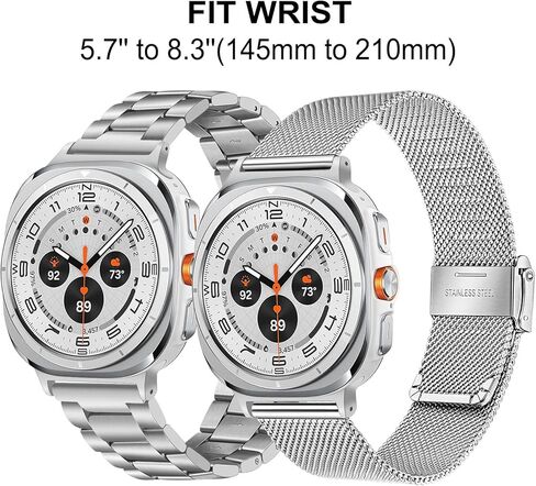 مجموعات أحزمة TRUMiRR لساعة Galaxy Watch Ultra 47 مم، سوار ساعة صلب من الفولاذ المقاوم للصدأ بنقرة واحدة + حزام شبكي بدون فجوة لساعة Samsung Galaxy Watch 47 مم (2024) in Kuwait