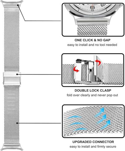 مجموعات أحزمة TRUMiRR لساعة Galaxy Watch Ultra 47 مم، سوار ساعة صلب من الفولاذ المقاوم للصدأ بنقرة واحدة + حزام شبكي بدون فجوة لساعة Samsung Galaxy Watch 47 مم (2024) in Kuwait
