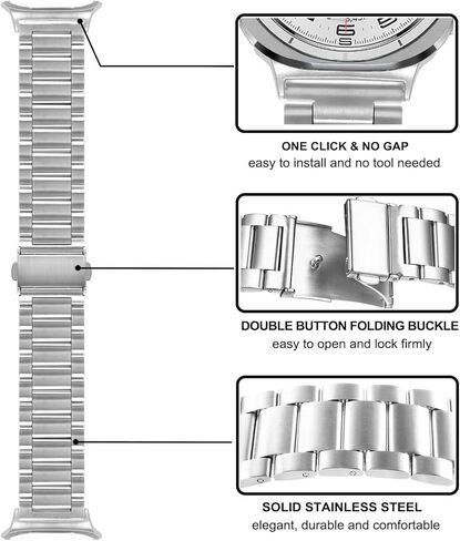 مجموعات أحزمة TRUMiRR لساعة Galaxy Watch Ultra 47 مم، سوار ساعة صلب من الفولاذ المقاوم للصدأ بنقرة واحدة + حزام شبكي بدون فجوة لساعة Samsung Galaxy Watch 47 مم (2024) in Kuwait