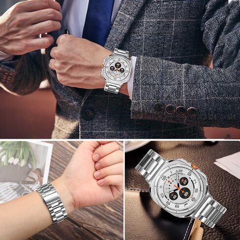 مجموعات أحزمة TRUMiRR لساعة Galaxy Watch Ultra 47 مم، سوار ساعة صلب من الفولاذ المقاوم للصدأ بنقرة واحدة + حزام شبكي بدون فجوة لساعة Samsung Galaxy Watch 47 مم (2024) in Kuwait