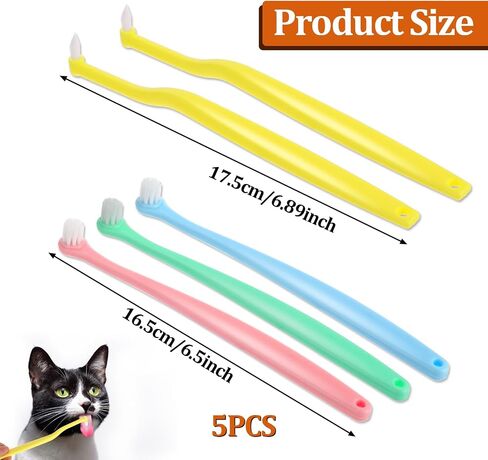 DIVINA VITAE 5Pcs Small Dog & Cat Toothbrush with Long Handle, 2 Styles Cat Tooth Brush Soft Silicone Pet Toothbrush for Cats, Round&Pointed Dog Tooth Brush for Pet Teeth Deep Clean in Saudi Arabia