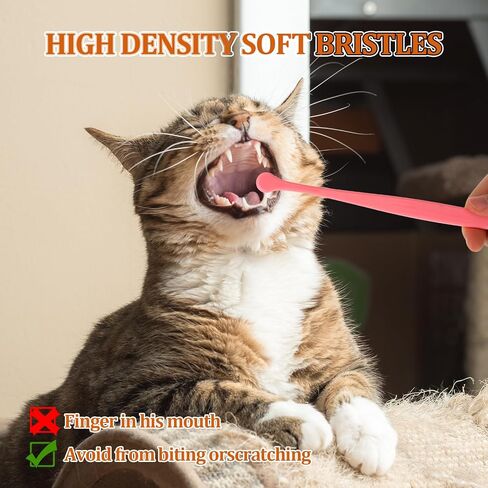 DIVINA VITAE 5Pcs Small Dog & Cat Toothbrush with Long Handle, 2 Styles Cat Tooth Brush Soft Silicone Pet Toothbrush for Cats, Round&Pointed Dog Tooth Brush for Pet Teeth Deep Clean in Saudi Arabia