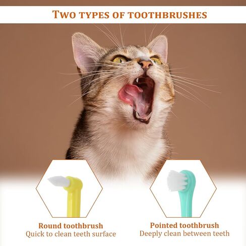 DIVINA VITAE 5Pcs Small Dog & Cat Toothbrush with Long Handle, 2 Styles Cat Tooth Brush Soft Silicone Pet Toothbrush for Cats, Round&Pointed Dog Tooth Brush for Pet Teeth Deep Clean in Saudi Arabia