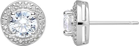 Amazon Essentials Rose Gold Over Sterling Silver Cubic Zirconia Halo Stud Earrings in Kuwait