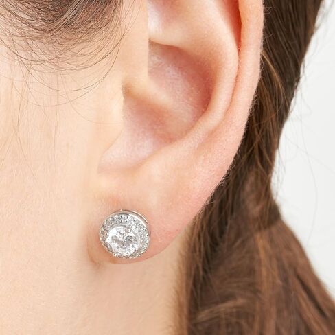 Amazon Essentials Rose Gold Over Sterling Silver Cubic Zirconia Halo Stud Earrings in Kuwait