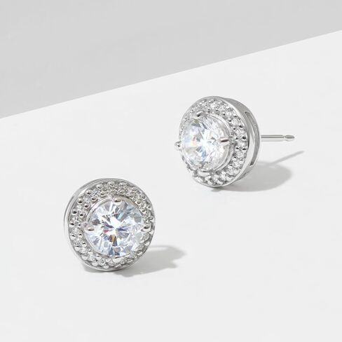 Amazon Essentials Rose Gold Over Sterling Silver Cubic Zirconia Halo Stud Earrings in Kuwait