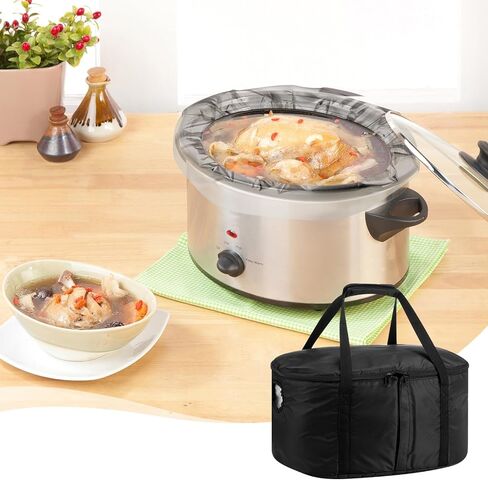 قطعة واحدة من حقيبة حمل الطباخ البطيء مقاس 17.7 بوصة و20 قطعة من بطانات الطبخ البطيء، بطانات نايلون كبيرة الحجم مقاس 13 × 21 بوصة، تناسب 3-8 كوارت in Kuwait