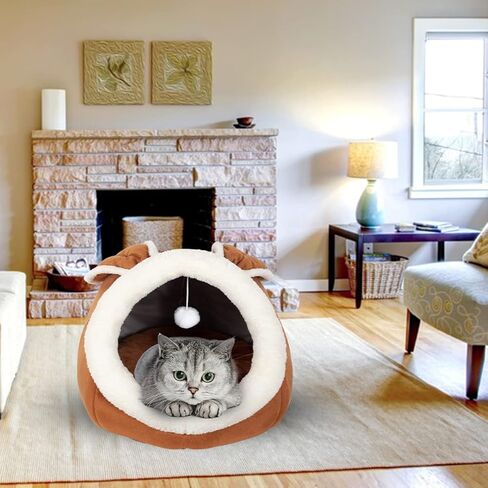 PowerKing Christmas Cat House Square Cat Bed Cat Cave قابل للإزالة والغسل للقطط مع قاعدة غير قابلة للانزلاق ووسادة، هدية رائعة لقطتك in Saudi Arabia