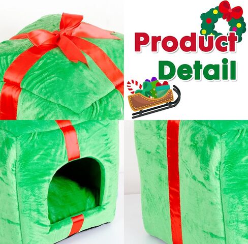 PowerKing Christmas Cat House Square Cat Bed Cat Cave قابل للإزالة والغسل للقطط مع قاعدة غير قابلة للانزلاق ووسادة، هدية رائعة لقطتك in Saudi Arabia