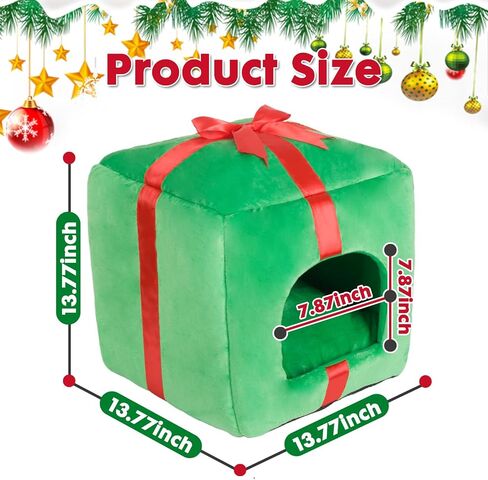PowerKing Christmas Cat House Square Cat Bed Cat Cave قابل للإزالة والغسل للقطط مع قاعدة غير قابلة للانزلاق ووسادة، هدية رائعة لقطتك in Saudi Arabia