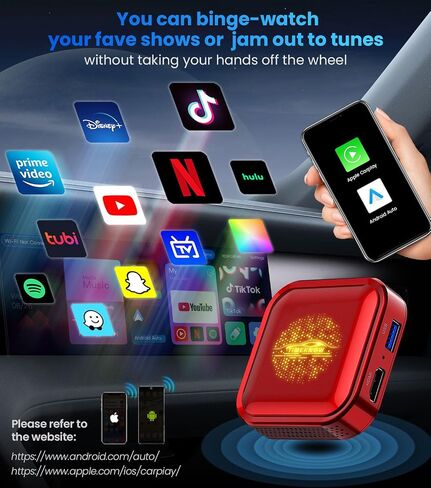 صندوق Magic Carplay، CarPlay اللاسلكي ومحول Android التلقائي للسيارات المزودة بـ CarPlay السلكي، وStream Disney+، وHulu، وYouTube، وNetflix، والرياضات الحية، والمزيد in Saudi Arabia