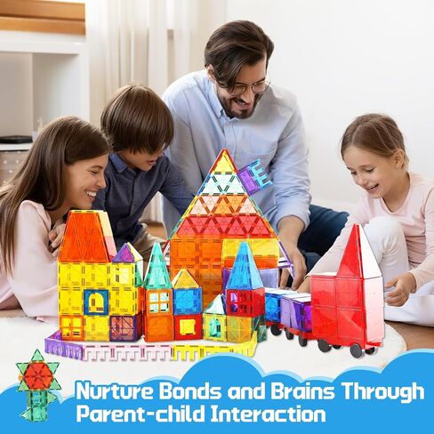 Magnetic Tiles - 130PCS Magnetic Blocks for Kids, Magnet Tiles Building Blocks Set with 2 Cars, Construction STEM Magnet Toys Gift for Kids, Boys and Girls 3 4 5 6 7 8+ Year Old in Saudi Arabia
