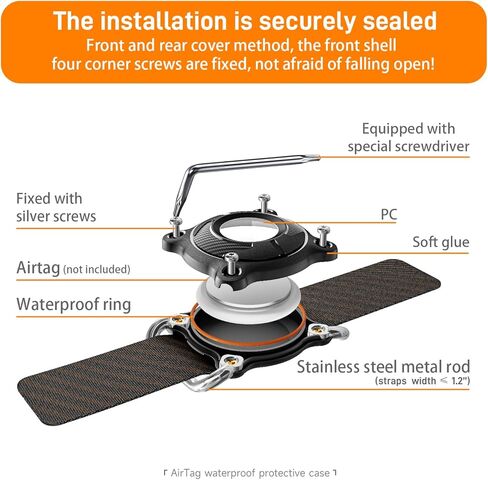 Airtag Dog Collar Holder, Waterproof Airtag Holder for Dog Collar,Removable Metal Buckle Strap-Ultralight Hard TPU Dog Collar Airtag Holder,Compatible Apple AirTag (Black) in Kuwait