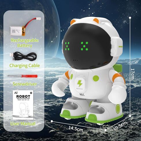 KaeKid Astronaut Robots for Kids, Smart Talking Robotic with Touch Sensor, Voice Control, Speech Recognition, Sing, Dance, Repeat and Record, Rechargeable Robot Toy for 3-8 Year Old Boys Girls in Kuwait