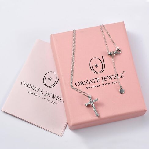 Cross Necklace for Women 925 Sterling Silver Cubic Zirconia Cross Crucifix Pendant Necklace Simple Dainty Necklace Anniversary Birthday Christmas Gifts for Women 18 Inch in Saudi Arabia