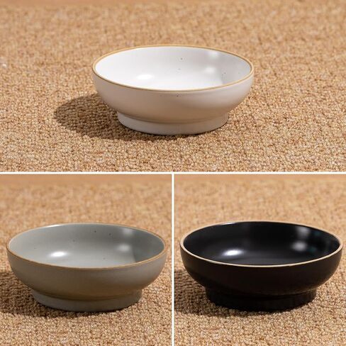 Ceramic Cat Bowl Dishes for Food and Water, Safe Food-Grade Porcelain 5.3 in 3 Pack Cat Dishes and Plates for Feeding Indoor Cats, Kittens and Small Dogs, Durable & Dishwasher Safe Pet Dish, Black in Saudi Arabia