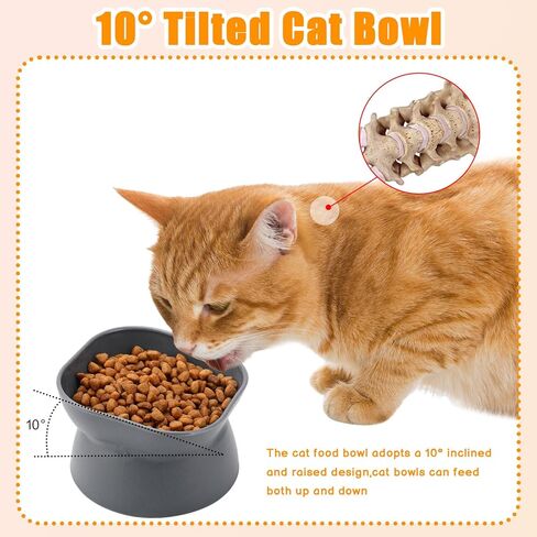 4 قطع من أوعية القطط المرتفعة بزاوية 15 درجة مع حصيرة من السيليكون أوعية القطط المرتفعة الملائمة للقطط ومضادة للقيء وأوعية طعام القطط والماء للقطط الداخلية والقطط الصغيرة in Kuwait