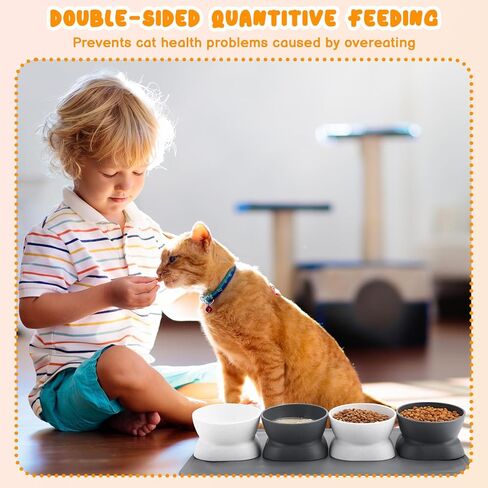 4 قطع من أوعية القطط المرتفعة بزاوية 15 درجة مع حصيرة من السيليكون أوعية القطط المرتفعة الملائمة للقطط ومضادة للقيء وأوعية طعام القطط والماء للقطط الداخلية والقطط الصغيرة in Kuwait