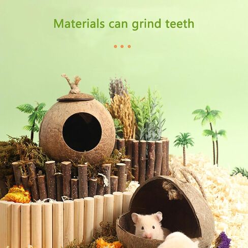 Interactive Hamster Toys: Discover The Coconut Hideaway for Endless Fun with Coconut Shell Hermit Crab Shells (Shredded-Coconut-Shell-Staircase), brown in Saudi Arabia