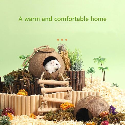 Interactive Hamster Toys: Discover The Coconut Hideaway for Endless Fun with Coconut Shell Hermit Crab Shells (Shredded-Coconut-Shell-Staircase), brown in Saudi Arabia
