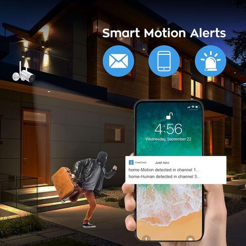 نظام كاميرا أمان لاسلكية 2K Wi-Fi 6 مع شاشة، 4 قطع كاميرات WiFi مزدوجة العدسات قابلة للإمالة مع تتبع تلقائي وتكبير 10x، شاشة 10CH WiFi NVR مدمجة مقاس 10.1 بوصة مع محرك أقراص ثابتة سعة 1 تيرابايت in Kuwait