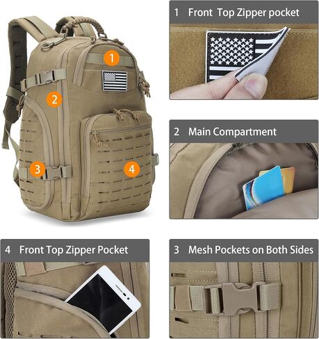 30L Hiking Backpack Lightweight Outdoor Daypack Camping Backpack Outdoor Travel Daypack Day Pack for Man Woman (Khaki) in Saudi Arabia
