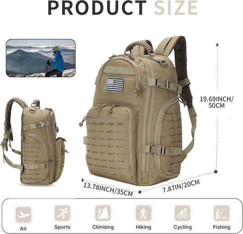 30L Hiking Backpack Lightweight Outdoor Daypack Camping Backpack Outdoor Travel Daypack Day Pack for Man Woman (Khaki) in Saudi Arabia