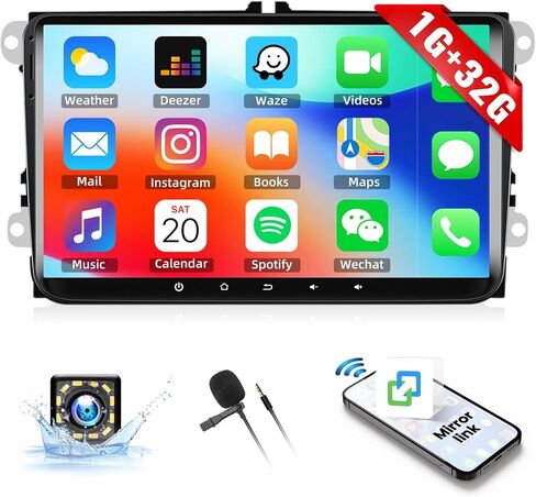 UNITOPSCI 2G+64G 9 Inch Android 13 Car Stereo for VW Jetta Passat Seat Golf MK5 Tiguan Skoda EOS Wireless CarPlay Android Auto Touchscreen Bluetooth GPS Navigation Mirror Link FM/RDS SWC Camera Mic in Saudi Arabia
