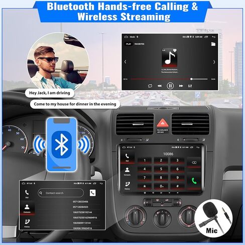 UNITOPSCI 2G+64G 9 Inch Android 13 Car Stereo for VW Jetta Passat Seat Golf MK5 Tiguan Skoda EOS Wireless CarPlay Android Auto Touchscreen Bluetooth GPS Navigation Mirror Link FM/RDS SWC Camera Mic in Saudi Arabia