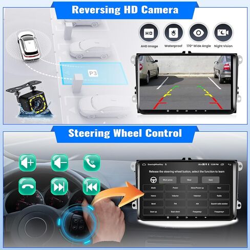 UNITOPSCI 2G+64G 9 Inch Android 13 Car Stereo for VW Jetta Passat Seat Golf MK5 Tiguan Skoda EOS Wireless CarPlay Android Auto Touchscreen Bluetooth GPS Navigation Mirror Link FM/RDS SWC Camera Mic in Saudi Arabia