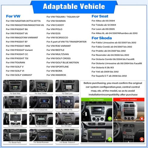 UNITOPSCI 2G+64G 9 Inch Android 13 Car Stereo for VW Jetta Passat Seat Golf MK5 Tiguan Skoda EOS Wireless CarPlay Android Auto Touchscreen Bluetooth GPS Navigation Mirror Link FM/RDS SWC Camera Mic in Saudi Arabia