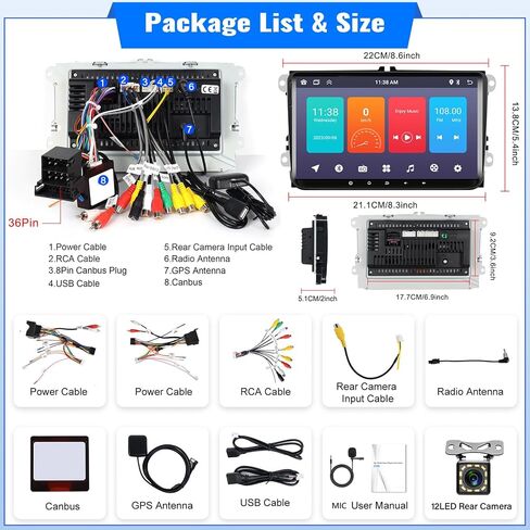 UNITOPSCI 2G+64G 9 Inch Android 13 Car Stereo for VW Jetta Passat Seat Golf MK5 Tiguan Skoda EOS Wireless CarPlay Android Auto Touchscreen Bluetooth GPS Navigation Mirror Link FM/RDS SWC Camera Mic in Saudi Arabia