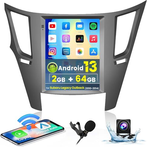 Roinvou [2G+64G] لراديو السيارة Subaru Legacy Outback 2010-2014 مع Carplay اللاسلكي/Android Auto، 9.7 بوصة Android 13 IPS شاشة تعمل باللمس ستيريو السيارة، بلوتوث، GPS، WiFi، SWC، HiFi + AHD كاميرا احتياطية in Kuwait