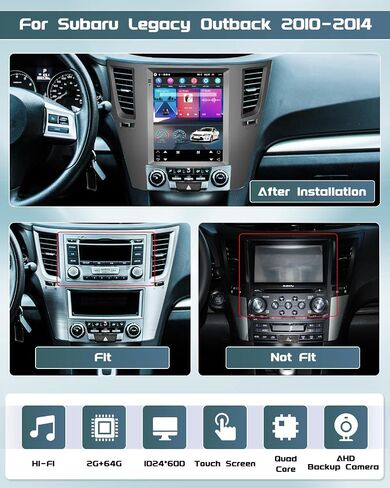 Roinvou [2G+64G] لراديو السيارة Subaru Legacy Outback 2010-2014 مع Carplay اللاسلكي/Android Auto، 9.7 بوصة Android 13 IPS شاشة تعمل باللمس ستيريو السيارة، بلوتوث، GPS، WiFi، SWC، HiFi + AHD كاميرا احتياطية in Kuwait
