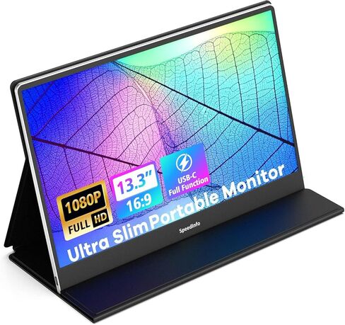 Computer Monitors, Ultra-Slim 13.3'' 1080P FHD USB-C Laptop Monitor IPS Eye Care External Display, Eye Care External Screen w/Smart Cover for Mac Laptop PC Phone Mac Xbox PS4 PS5 in Saudi Arabia