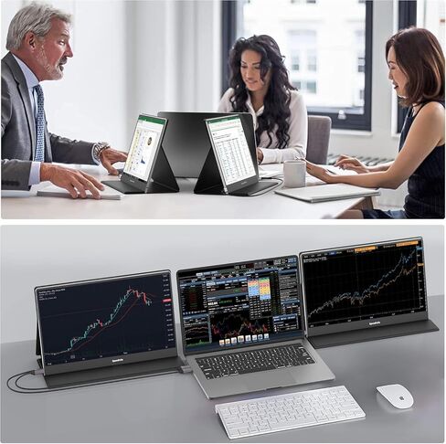Computer Monitors, Ultra-Slim 13.3'' 1080P FHD USB-C Laptop Monitor IPS Eye Care External Display, Eye Care External Screen w/Smart Cover for Mac Laptop PC Phone Mac Xbox PS4 PS5 in Saudi Arabia