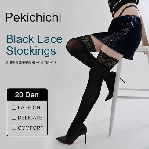 Thigh High Stockings with Silicone Top for Anti-Slip Thigh High Stockings for Women in Kuwait